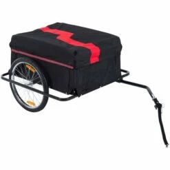 HOMCOM Remorque De Transport Velo Cargo Pliable Charge Max.60kg Avec 4 Reflecteurs Et Housse Amovible Rouge Noir - Noir