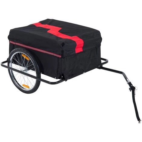 HOMCOM Remorque De Transport Velo Cargo Pliable Charge Max.60kg Avec 4 Reflecteurs Et Housse Amovible Rouge Noir - Noir 1 HOMCOM Remorque De Transport Velo Cargo Pliable Charge Max.60kg Avec 4 Reflecteurs Et Housse Amovible Rouge Noir - Noir