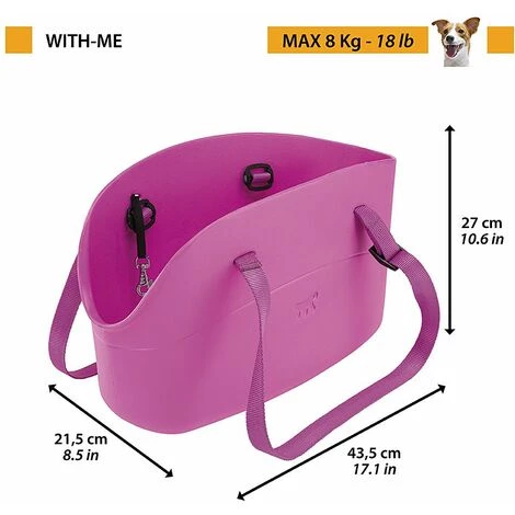 Ferplast WITH-ME Sac En Résine Pour Le Transport De Chiens De Petites Tailles, Différentes Couleurs. Variante WITH-ME - Mesures: 21.5 X 43.5 X H 25 Cm - Fuchsia - Fuchsia 2 Ferplast WITH-ME Sac En Résine Pour Le Transport De Chiens De Petites Tailles, Différentes Couleurs. Variante WITH-ME - Mesures: 21.5 X 43.5 X H 25 Cm - Fuchsia - Fuchsia – Image 2
