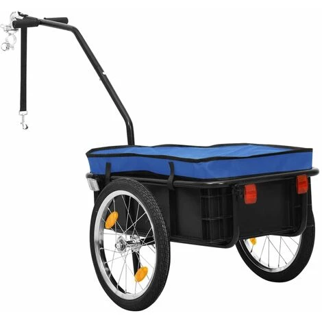 VidaXL Remorque De Vélo/chariot à Main 155x60x83 Cm Acier Bleu - Noir 2 VidaXL Remorque De Vélo/chariot à Main 155x60x83 Cm Acier Bleu - Noir – Image 2