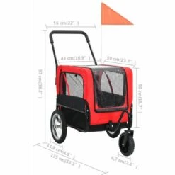 VidaXL Remorque De Vélo Pour Chiens Et Poussette 2-en-1 Rouge Et Noir - Rouge -Cage, caisse et transport pour chien Soldes 13724954 3