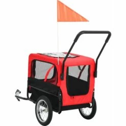 VidaXL Remorque De Vélo Pour Chiens Et Poussette 2-en-1 Rouge Et Noir - Rouge -Cage, caisse et transport pour chien Soldes 13724954 4