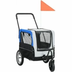VidaXL Remorque De Vélo Pour Chiens Et Poussette 2-en-1 Gris Et Bleu - Gris