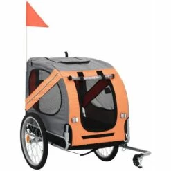 VidaXL Remorque De Vélo Pour Chiens Orange Et Gris - Gris