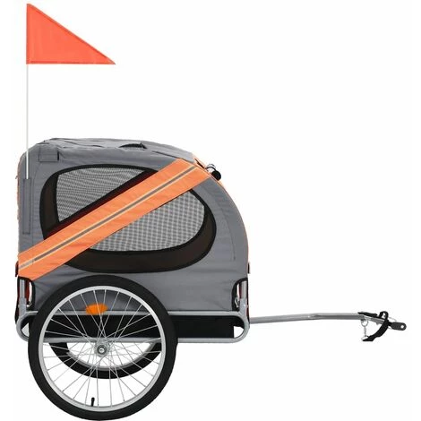 VidaXL Remorque De Vélo Pour Chiens Orange Et Gris - Gris 2 VidaXL Remorque De Vélo Pour Chiens Orange Et Gris - Gris – Image 2