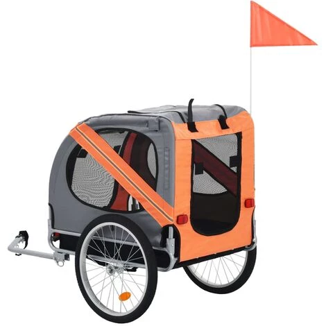 VidaXL Remorque De Vélo Pour Chiens Orange Et Gris - Gris 3 VidaXL Remorque De Vélo Pour Chiens Orange Et Gris - Gris – Image 3