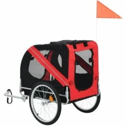 VidaXL Remorque De Vélo Pour Chiens Rouge Et Noir - Noir -Cage, caisse et transport pour chien Soldes 13724958 3