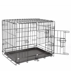 OOBEST Cage Pour Chien (91*58*64 Cm) - Cage Portable En Métal Noir Avec 2 Portes (Avant Et Côté) Avec Plateau De Base En Plastique Résistant à La Mastication, Noir -Cage, caisse et transport pour chien Soldes 14007763 4