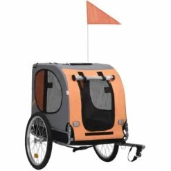 VidaXL Remorque De Vélo Pour Chiens Orange Et Gris - Gris