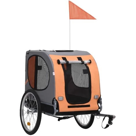 VidaXL Remorque De Vélo Pour Chiens Orange Et Gris - Gris 1 VidaXL Remorque De Vélo Pour Chiens Orange Et Gris - Gris