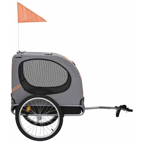 VidaXL Remorque De Vélo Pour Chiens Orange Et Gris - Gris 2 VidaXL Remorque De Vélo Pour Chiens Orange Et Gris - Gris – Image 2