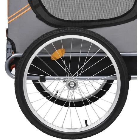 VidaXL Remorque De Vélo Pour Chiens Orange Et Gris - Gris 4 VidaXL Remorque De Vélo Pour Chiens Orange Et Gris - Gris – Image 4