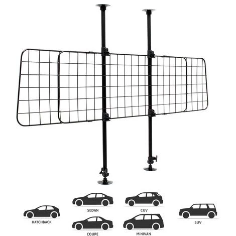 WILTEC Grille De Voiture Pour Chien Réglage En Continu Hauteur & Largeur Grille Séparation Usage Universel 2 WILTEC Grille De Voiture Pour Chien Réglage En Continu Hauteur & Largeur Grille Séparation Usage Universel – Image 2
