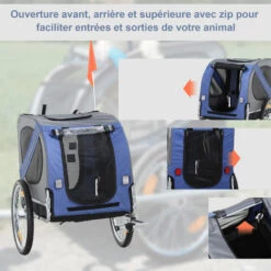 PawHut Remorque Vélo Pour Chien Animaux Pliable 8 Réflecteurs Drapeau Barre Attelage Inclus Acier Polyester Imperméable Max. 30 Kg 130L X 73l X 90H Cm Bleu - Bleu 8 PawHut Remorque Vélo Pour Chien Animaux Pliable 8 Réflecteurs Drapeau Barre Attelage Inclus Acier Polyester Imperméable Max. 30 Kg 130L X 73l X 90H Cm Bleu - Bleu -Cage, caisse et transport pour chien Soldes 16630702 4