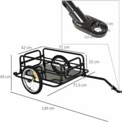 HOMCOM Remorque Vélo Remorque De Transport Pour Vélo Pliable 70L 139L X 71,5l X 49H Cm Barre D'attelage Universelle Acier Noir - Noir 8 HOMCOM Remorque Vélo Remorque De Transport Pour Vélo Pliable 70L 139L X 71,5l X 49H Cm Barre D'attelage Universelle Acier Noir - Noir -Cage, caisse et transport pour chien Soldes 16641225 4
