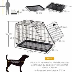 PawHut Cage De Transport Pour Chien Taille L Dim. 76L X 48l X 55H Cm Métal Noir 7 PawHut Cage De Transport Pour Chien Taille L Dim. 76L X 48l X 55H Cm Métal Noir -Cage, caisse et transport pour chien Soldes 16740534 3