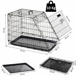 PawHut Cage De Transport Pour Chien Taille L Dim. 76L X 48l X 55H Cm Métal Noir 8 PawHut Cage De Transport Pour Chien Taille L Dim. 76L X 48l X 55H Cm Métal Noir -Cage, caisse et transport pour chien Soldes 16740534 4
