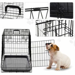 PawHut Cage De Transport Pour Chien Taille L Dim. 76L X 48l X 55H Cm Métal Noir 9 PawHut Cage De Transport Pour Chien Taille L Dim. 76L X 48l X 55H Cm Métal Noir -Cage, caisse et transport pour chien Soldes 16740534 5