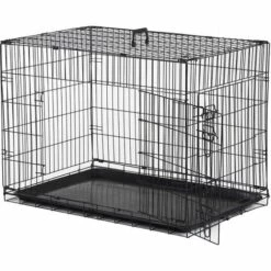 PawHut Cage Caisse De Transport Pliante Pour Chien En Métal Noir 91 X 61 X 67 Cm - Noir