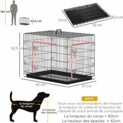 PawHut Cage Caisse De Transport Pliante Pour Chien En Métal Noir 91 X 61 X 67 Cm - Noir -Cage, caisse et transport pour chien Soldes 17063396 3
