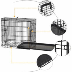PawHut Cage Caisse De Transport Pliante Pour Chien En Métal Noir 91 X 61 X 67 Cm - Noir -Cage, caisse et transport pour chien Soldes 17063396 4