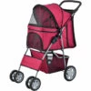 [pro.tec] Poussette Pour Chien Pet Stroller Poussette Buggy Pour Chien Protège-pluie à Pousser Roadster Comprenant Sac à Courses Rouge