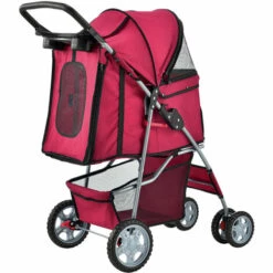 [pro.tec] Poussette Pour Chien Pet Stroller Poussette Buggy Pour Chien Protège-pluie à Pousser Roadster Comprenant Sac à Courses Rouge -Cage, caisse et transport pour chien Soldes 18259310 3