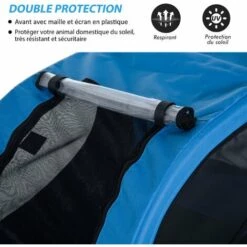 PawHut Remorque Velo Pour Chien Animaux Avec 8 Reflecteurs Drapeau Bleu Noir - Bleu -Cage, caisse et transport pour chien Soldes 18304407 5