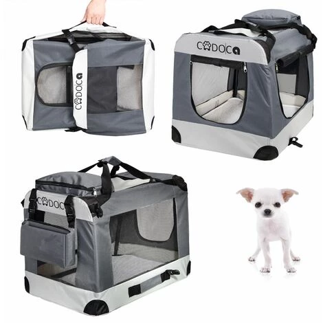 CADOCA - Cage De Transport Pour Animaux Domestiques • Gris/noir • Pliable • Différentes Tailles Disponibles - Sac De Transport Animaux Chien Chat Rongeur S - 50x35x35cm (de) 2 CADOCA - Cage De Transport Pour Animaux Domestiques • Gris/noir • Pliable • Différentes Tailles Disponibles - Sac De Transport Animaux Chien Chat Rongeur S - 50x35x35cm (de) – Image 2