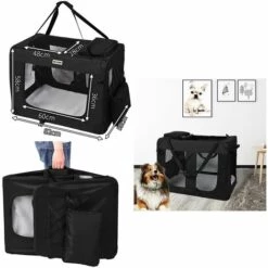 MC Star Sacs De Transport Pour Chien Chat - Portable Pliable Cage De Transport Animal Domestique - XL: 82x58x58cm - Noir - Noir -Cage, caisse et transport pour chien Soldes 18657564 3