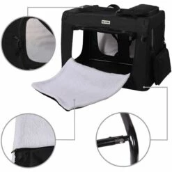 MC Star Sacs De Transport Pour Chien Chat - Portable Pliable Cage De Transport Animal Domestique - XL: 82x58x58cm - Noir - Noir -Cage, caisse et transport pour chien Soldes 18657564 4