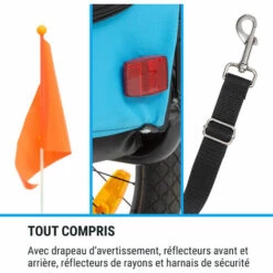 Klarfit Husky Remorque De Vélo Pour Chien 250L 600D - Toile Oxford Bleue -Cage, caisse et transport pour chien Soldes 18677190 5