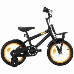 VidaXL Vélo D'enfant Avec Porte-bagages Avant 14 Pouces Noir Et Orange - Orange