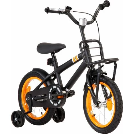 VidaXL Vélo D'enfant Avec Porte-bagages Avant 14 Pouces Noir Et Orange - Orange 2 VidaXL Vélo D'enfant Avec Porte-bagages Avant 14 Pouces Noir Et Orange - Orange – Image 2
