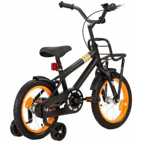 VidaXL Vélo D'enfant Avec Porte-bagages Avant 14 Pouces Noir Et Orange - Orange 3 VidaXL Vélo D'enfant Avec Porte-bagages Avant 14 Pouces Noir Et Orange - Orange – Image 3