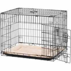 PawHut Cage Caisse De Transport Pliante Pour Chien En Métal Noir 106 X 71 X 76 Cm Matelas Fourni - Noir