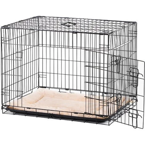 PawHut Cage Caisse De Transport Pliante Pour Chien En Métal Noir 106 X 71 X 76 Cm Matelas Fourni - Noir 1 PawHut Cage Caisse De Transport Pliante Pour Chien En Métal Noir 106 X 71 X 76 Cm Matelas Fourni - Noir