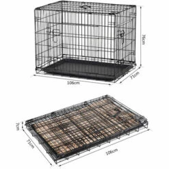PawHut Cage Caisse De Transport Pliante Pour Chien En Métal Noir 106 X 71 X 76 Cm Matelas Fourni - Noir 7 PawHut Cage Caisse De Transport Pliante Pour Chien En Métal Noir 106 X 71 X 76 Cm Matelas Fourni - Noir -Cage, caisse et transport pour chien Soldes 1933135 3