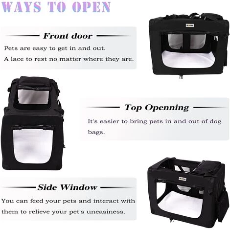 MC Star Sacs De Transport Pour Chien Chat - Portable Pliable Cage De Transport Animal Domestique - M: 60x42x42cm - Noir - Noir 3 MC Star Sacs De Transport Pour Chien Chat - Portable Pliable Cage De Transport Animal Domestique - M: 60x42x42cm - Noir - Noir – Image 3