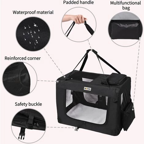 MC Star Sacs De Transport Pour Chien Chat - Portable Pliable Cage De Transport Animal Domestique - M: 60x42x42cm - Noir - Noir 4 MC Star Sacs De Transport Pour Chien Chat - Portable Pliable Cage De Transport Animal Domestique - M: 60x42x42cm - Noir - Noir – Image 4