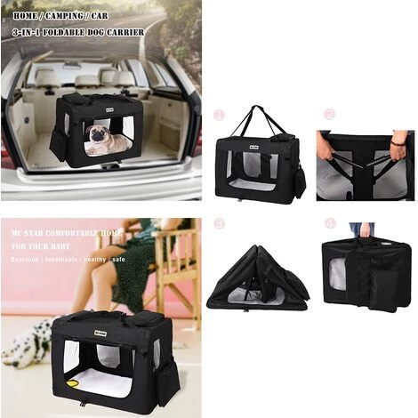 MC Star Sacs De Transport Pour Chien Chat - Portable Pliable Cage De Transport Animal Domestique - M: 60x42x42cm - Noir - Noir 5 MC Star Sacs De Transport Pour Chien Chat - Portable Pliable Cage De Transport Animal Domestique - M: 60x42x42cm - Noir - Noir – Image 5