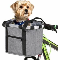DOCOOLER Velo Amovible Panier Pet Carrier Avant Velo Sac En Toile Avant En Alliage D'Aluminium Cadre Pour Petits Animaux, Gris, Style 2