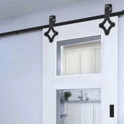 DAZHOM 200cm Quincaillerie Kit De Rail Roulettes Pour Porte Coulissante Pour Porte Suspendue En Bois(Porte Non Inclus)