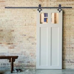 DAZHOM 200cm Quincaillerie Kit De Rail Roulettes Pour Porte Coulissante Pour Porte Suspendue En Bois(Porte Non Inclus) -Cage, caisse et transport pour chien Soldes 20708092 5