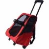 PawHut 2 En 1 Trolley Chariot Sac A Dos Sac De Transport A Roulettes Pour Chien Chat - Rouge
