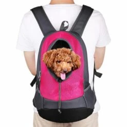 Pet Porte-sac à Dos Pour Petit Chien Chat Puppy(8kgs Max) On-the-Go Travel Pet Avant Arrière Sac Perméable à L?air Soft Mesh Pup Pack 42 * 38 * 20 Cm - Rose Rouge LangRay - Rose Rouge