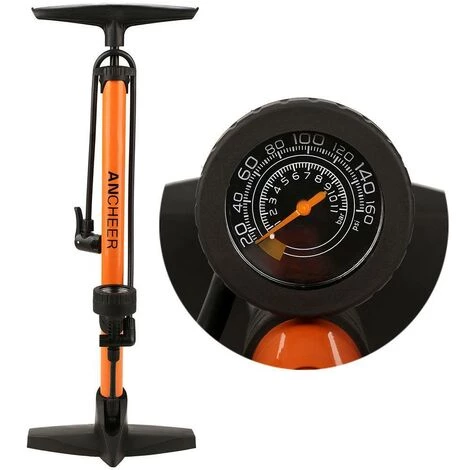 BETTER MAISON POMPE à PIED DE VELO PORTABLE HAUTE PRESSION AVEC BAROMèTRE ORANGE - Orange 5 BETTER MAISON POMPE à PIED DE VELO PORTABLE HAUTE PRESSION AVEC BAROMèTRE ORANGE - Orange – Image 5