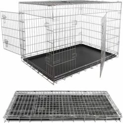 Melko Cage En Fil De Fer Pour Chiens 120 X 75 X 80,5 Cm Avec 2 Portes, à Charnières