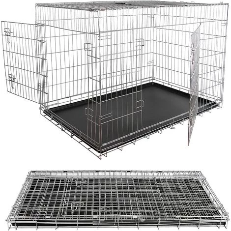 Melko Cage En Fil De Fer Pour Chiens 120 X 75 X 80,5 Cm Avec 2 Portes, à Charnières 1 Melko Cage En Fil De Fer Pour Chiens 120 X 75 X 80,5 Cm Avec 2 Portes, à Charnières