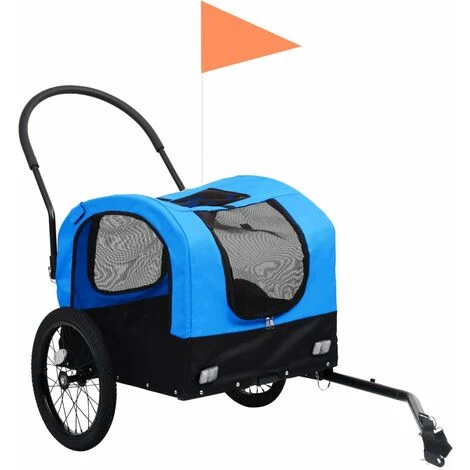 VidaXL Remorque De Vélo De Chiens Et Poussette 2-en-1 Bleu Et Noir - Bleu 2 VidaXL Remorque De Vélo De Chiens Et Poussette 2-en-1 Bleu Et Noir - Bleu – Image 2